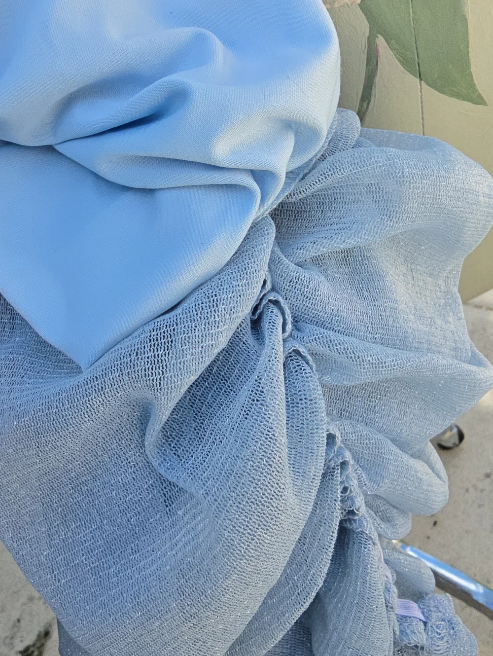 SHEIN Sky Blue Ruched Sparkle Mini Dress
